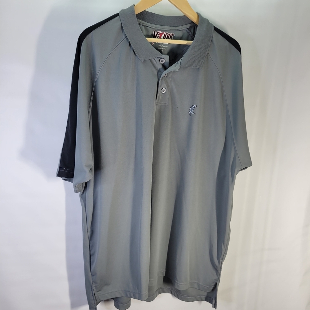 Mens Vicious Fishing Gray Polo Size 2XL Small Snag